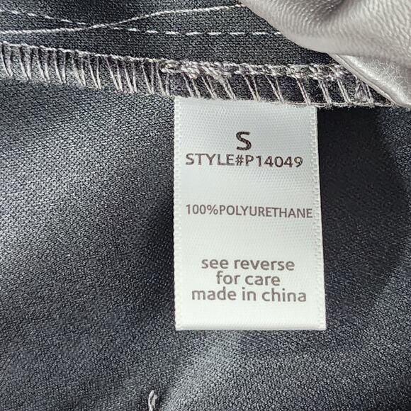 Active USA Pants Womens S Black Faux Leather High Waist Slim Fit Straight Leg - Picture 6 of 12